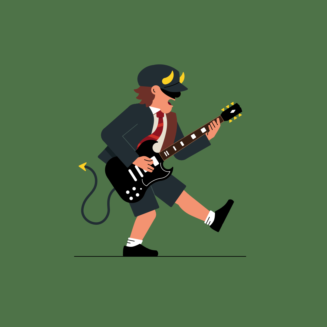 Angus Young 2d animation illustration vector