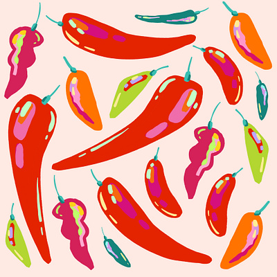 Spicy art chilli color design girlsart hot illustration procreate red spices spicy