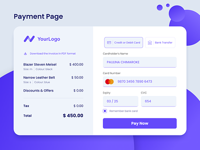 WEB Payment Page app bank transfer bitcoin card cart confirm credit card design finance money pay payment payment app payment form payment method payments total ui ux web