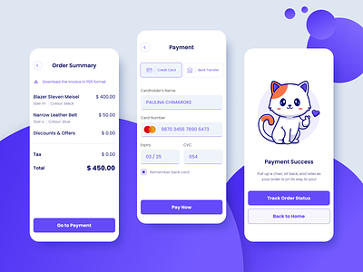 Mobile Payment Page app bitcoin branding card cart design finance mobile money order status order summary pay payment payment app payment form payment method payments success state ui ux
