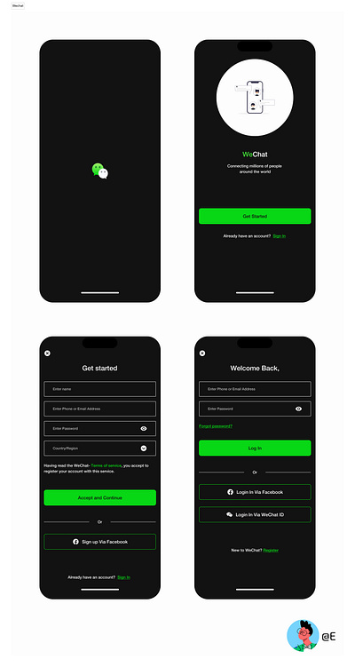 WeChat Redesign app branding chat design design thinking graphic design logo messaging mobile onboarding product design redesign ui ui design ui ux uiux user research ux uxd wechat