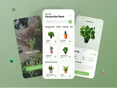 Plant Care App. app app design calendar clean list management message mobile mobile app mobile design plant plant care profile reminder schedule setting temperature ui