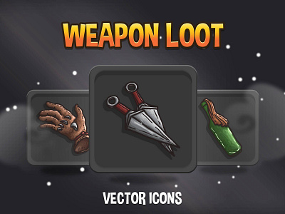 48 Weapon Loot RPG Icon Pack 2d art asset assets fantasy game game assets gamedev icon icons illustration indie indie game loot mmo mmorpg rpg vector weapon