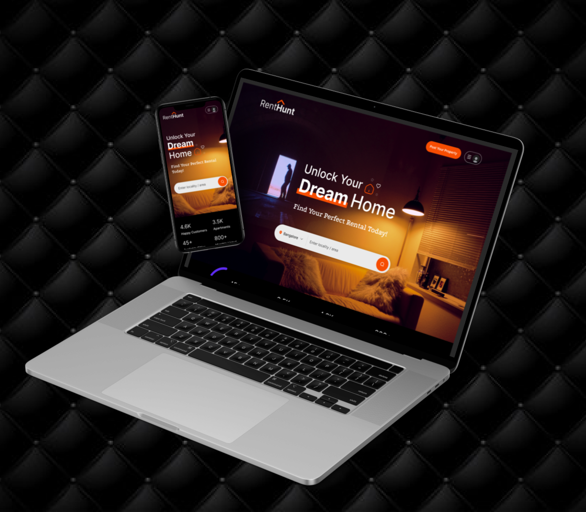 Apartment Rent Landing Page desktopapp landingpage opentowork productdesign realestae rensponsivedesign rent renthome ui uidesign ux