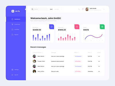 Air Fly Dashboard Design Light Mode admin dashboard admin interfaace admin panel admin theme admin ui analytics clean dashboard design design graphs interface light dashboard light theme minimal sales dashboard stats ui design ui ux design user user dashboard design