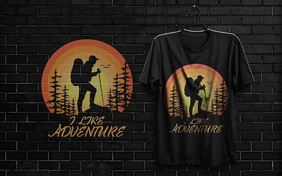 hiking in mountain - i like adventure adventure branding design graphic design hiking logo mountain mountain hiking t shirt t shirt design typography vector