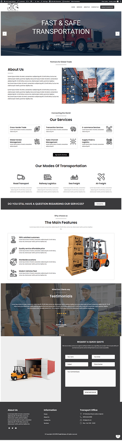 Transportation & Import/Export WordPress Website company website corporate website elementor expert import export website landing page website design website developer website development wordpress wordpress design wordpress developer wordpress development wordpress expert wordpress redesign wordpress website wordpress website design wp bakery expert