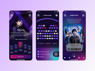 Cinema Ticket App app branding cinema app cinema ticket app design mobile ui design typography ui ui design ux