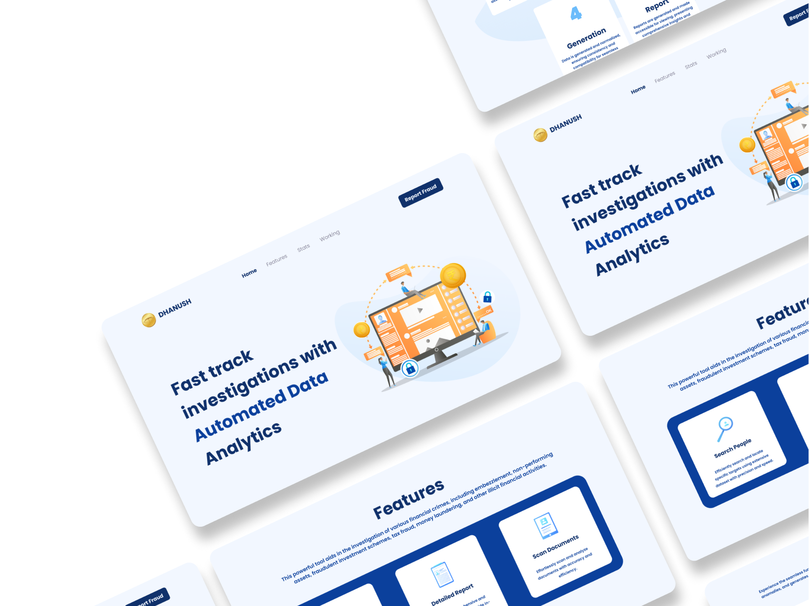 Product Landing Page - Dhanush Fund Trail Analysis Tool branding figma graphic design landing light logo minimal modern page product ui uiux webdesign website