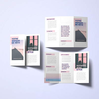 3 panel brochure 3 panel booklet branding brochure design girly graphic design layout moderne pink print travel