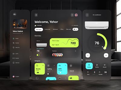 Smart Home Vision Pro OS UI app design apple apple vision pro ar ar design augment reality concept dashboard home control ios smart devices smart home virtual reality vision vr webapp