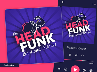 Podcast Cover Art art cover fitness freelancer funk graphic design head heart illustration player podcast