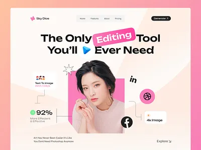 Ai Photo Editing Website Design🤩 ai ai website app branding design graphic design illustration inspiration typography ui ui design user experience user interface ux ux design vector web web design website