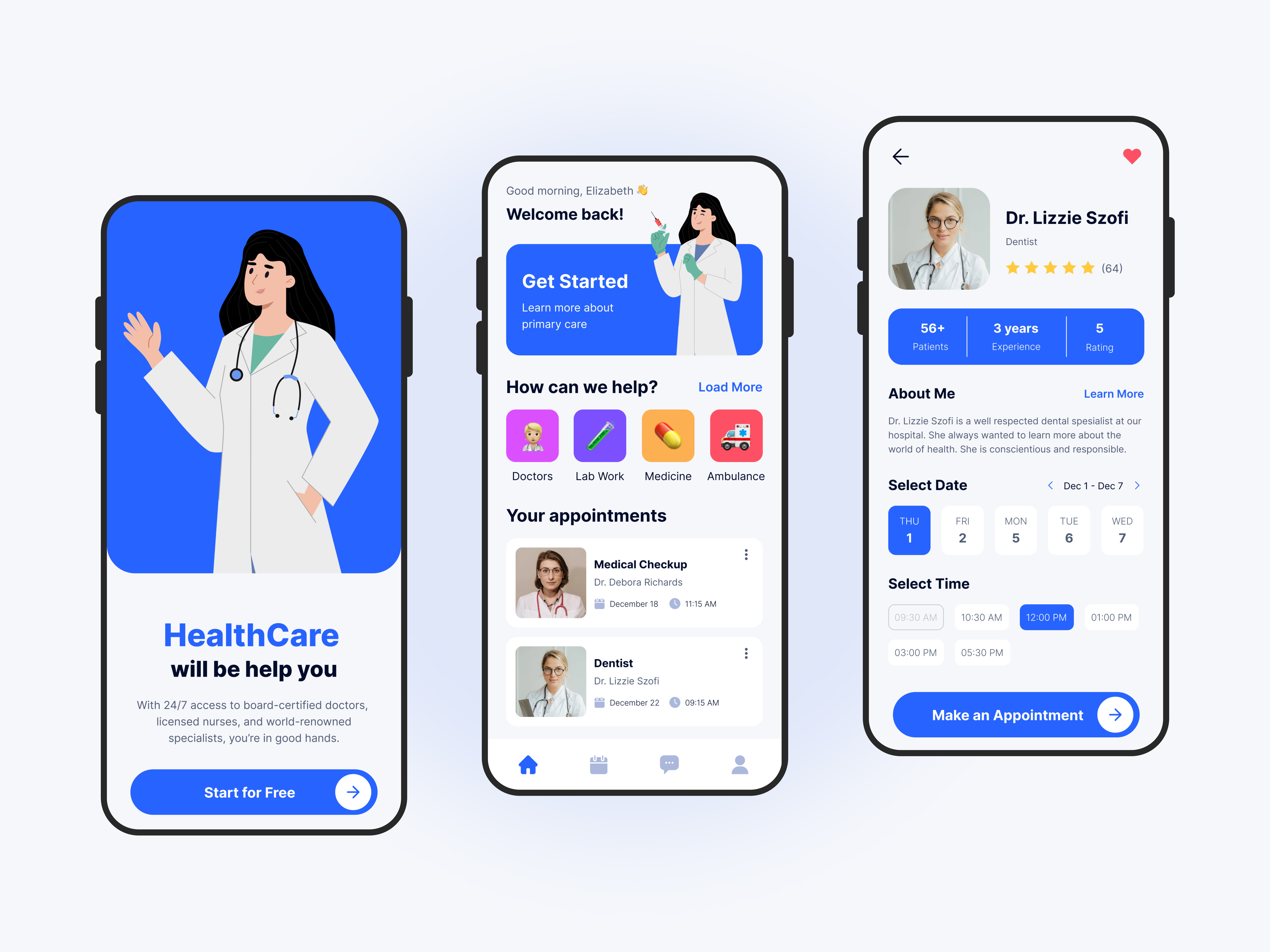Doctor Appointment Manager app blue clean design design graphic design health healthcare illustration ios ios guidelines layout light mode medical medical technology medicine mobile ui ux web design white