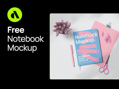 Free Notebook Mockup With Paper And Props artboard studio brand identity branding corporate branding design free free mockup free notebook mockup graphic design illustration mockup notebook mockup promotional