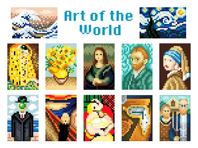 Art of the World character design creative design digital digitalart dribbble graphicdesign illustration illustration art inspiration mini miniart mona lisa pixel perfect pixelart pixelartist pixelartwork pixels sketch van gogh