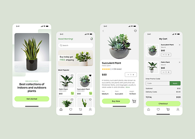 Plant shop app application design ecommerce green ios mobile design plant app shop uiux