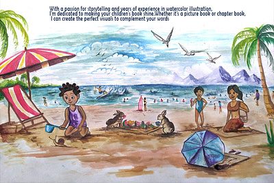 watercolor beach illustration children graphic design illustration kid watercolor