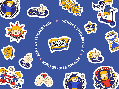 Sticker pack for private school branding design graphic design illustration private school school sticker pack sticker kit sticker pack stickers ukraine