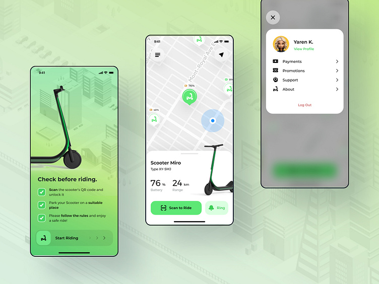 Scooter Rental App by Yaren on Dribbble