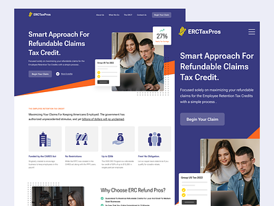 Refundable Claims Tax Credit Website application branding clean credit dashboard design erc landing page minimalist mobile app small business software technology ui ux web website