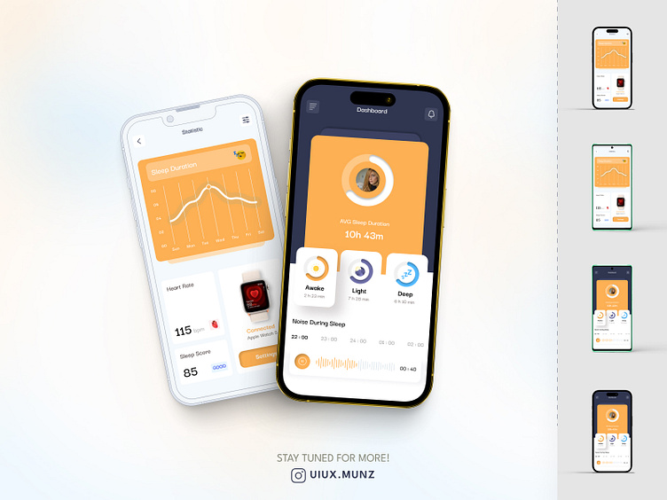 Sleep Tracker App Screens by Muneeza Hussain on Dribbble