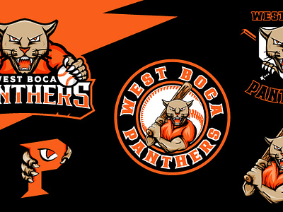 West Boca Panthers baseball baseballcharacter baseballlogo baseballmascot characterdesign characterlogo graphic design logodesign mascot mascotlogo modernlogo panther panthercharacter pantherlogo panthermascot panthers sportslogo