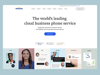 Nextiva website branding clean layout communication creative direction design design system figma landing page layout london product page responsive website telecom typography ui ui ux user interface ux website website design