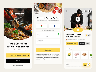 Food Social Network UI Mobile App branding chef clean dashboard design food minimalist mobile app onboarding social network ui ux web website