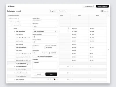 Notion for HR Finance app data finance form hr responsive table webapp