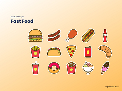 Vector Design - Fast Food 🍔🌯🍟🍕🌮 animation design fast food food graphic design icon illustration motion graphics sticker ui vector