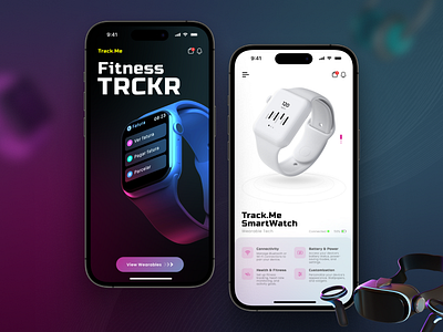 Tracking + Wearable App Concept apple watch figma fitness fitness tracker headphones headset interactive design mobile app design product design smartwatch tracking app ui uiux ux vistual reality vr watches wearable wearable app web design