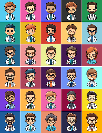 Avatar Doctors: Ready to Use Avatars for Your Business account adobe illustrator avatar branding character collection design face figma graphic design icon illustration profile social vector