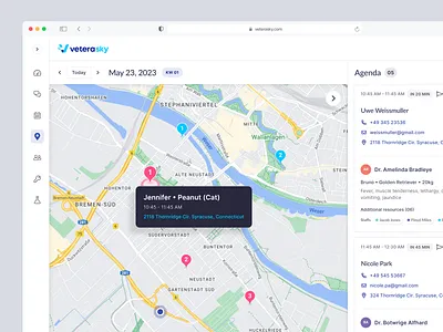 VeteraSky - Agenda 🧑‍⚕️🗺️ agenda clinic components germany maps mobile norway on the go patient pets product design saas todo tooltip ui ux visit