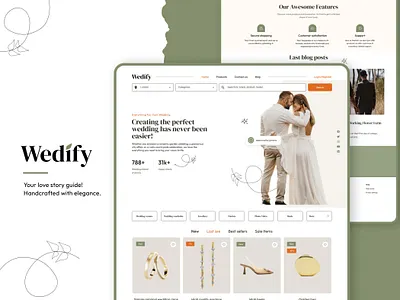 Wedify - your love story guide couple elegant elegantdesign landingpage olive ui ux weddingwebsite