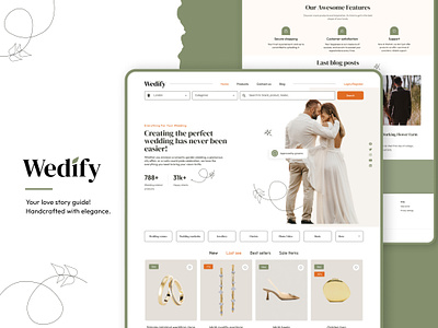 Wedify - your love story guide couple elegant elegantdesign landingpage olive ui ux weddingwebsite
