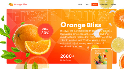 Fresh Fruits Hero Page app chees cheese pizza design graphic design typography ui ux vector web