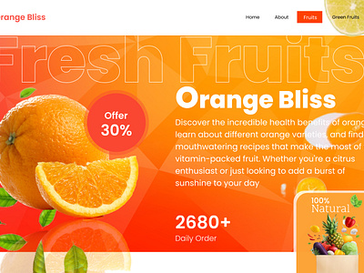 Fresh Fruits Hero Page app chees cheese pizza design graphic design typography ui ux vector web