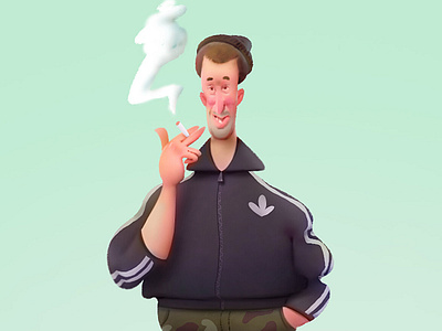 Smoking dude casual character cigarette concept design dude illustration male neighbour people simple guy smoking