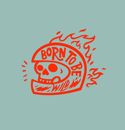 Born to be wild design fire helmet illustration motorcycle skull tattoo vector