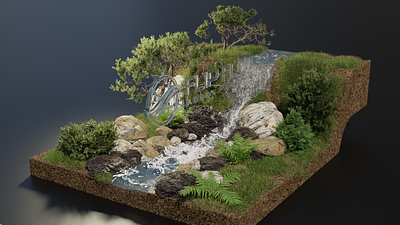Waterfall 3d animation blender forest waterfall дизайн дизайн окружения окружение персонаж природа реалистичный рендер