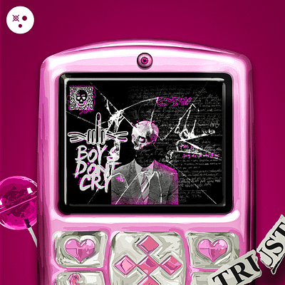 Boys Dont Cry black design eye illustration lollipop phone pink qrcode skull trust vector