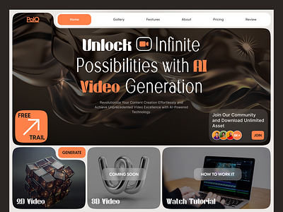 AI Video Generator Website Design ai design generator landingpage ui uiux ux video webdesign website