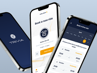 Trivia Mobility – Mobile application redesign app app design application design bicycle booking calendar ios app design mobile application mobile ui ux schedule scooter time slots ui ui ux