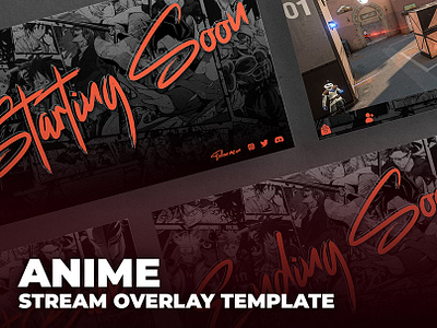 Anime Stream Overlay Pack | Twitch & Youtube Stream Overlay anime anime overlay anime stream pack badge behance branding clean design clean ui custom icon illustration illy logo overlay stream overlay stream package streamer twitch twitch pack twitch stream pack