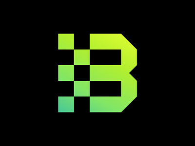 Letter B Mark 3 b brand branding checkers design gradient icon identity illustration letter b logo mark pixels symbol tech