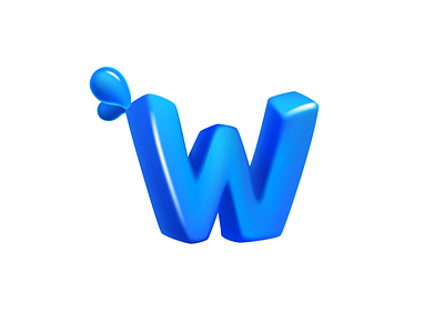 Water letter W blue cubic dew drop eco illustration letter logo mark water