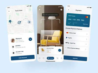Furniture Mobile App Order, Payment page checkoutexperience easycheckout: fastshipping furniture furnitureapp mobileappdesign oneclickpurchase: orderconfirmation orderpage paymentpage paymentsuccess savetimeshoponline scanner securepayment securetransactions: shopnow shopsmart uidesign userfriendlycheckout uxdesign