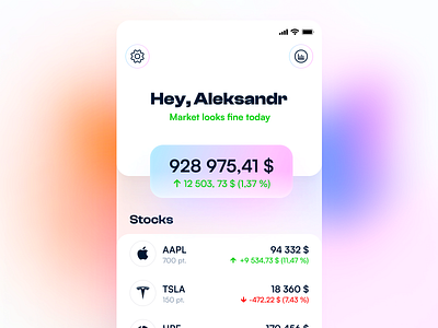 Stocks App app design gradient ios iphone ui
