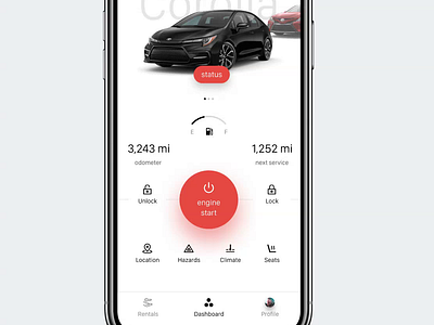 Remote control car alarm - app concept automotive car clean minimal mobile app mobile app ui motion graphics toyota ui animation ui design